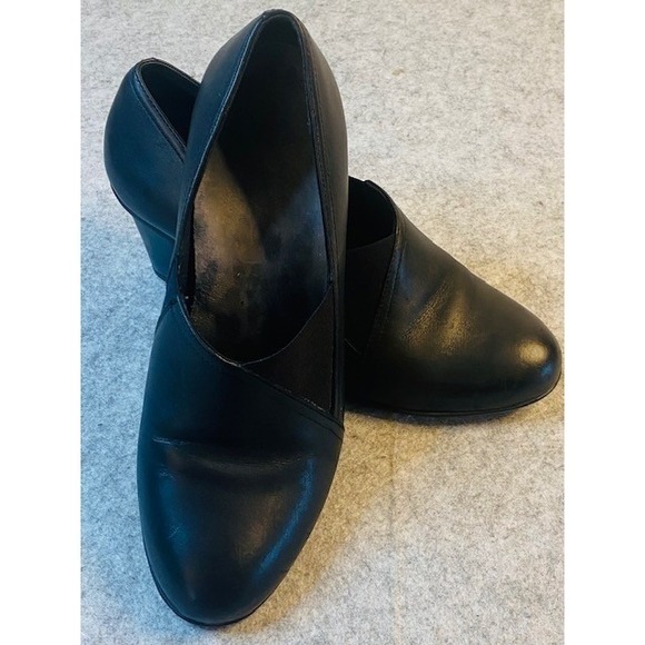 Vionic Sumner Women's Black Leather Wedge slip on Heel Shoes Size 8.5‎ - Picture 2 of 8